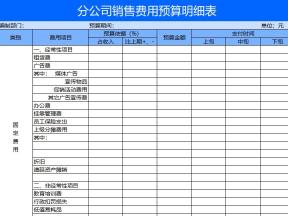 分公司销售费用预算明细表