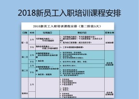 新员工入职培训课程表