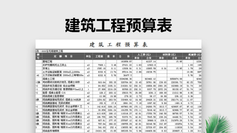 建筑工程预算表