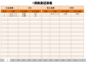年度收支记录表