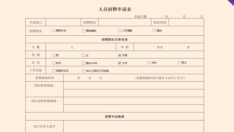 人员招聘申请表