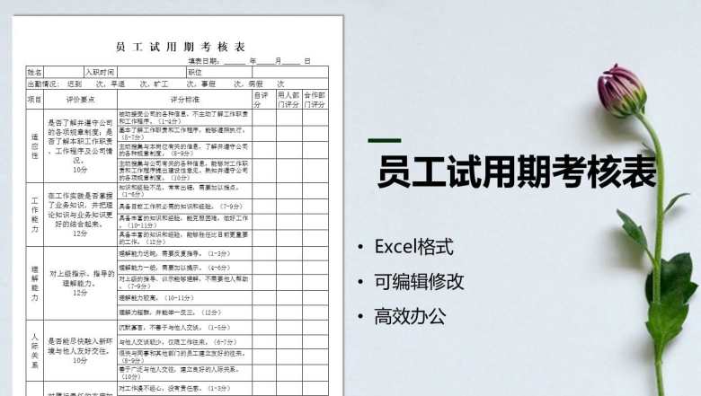 员工试用期考核表
