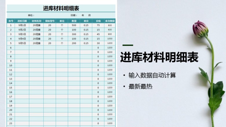 进库材料明细表