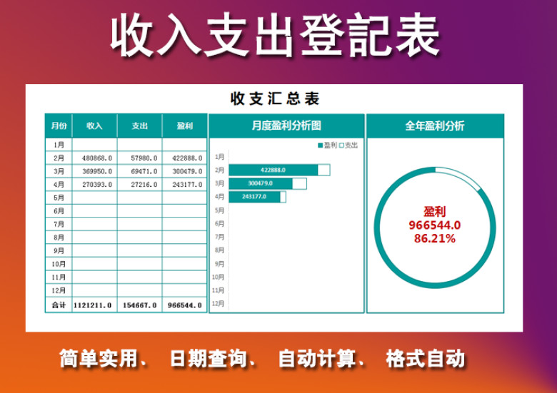 财务收入支出登记表