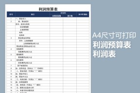利润预算表