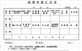 报销单据汇总表