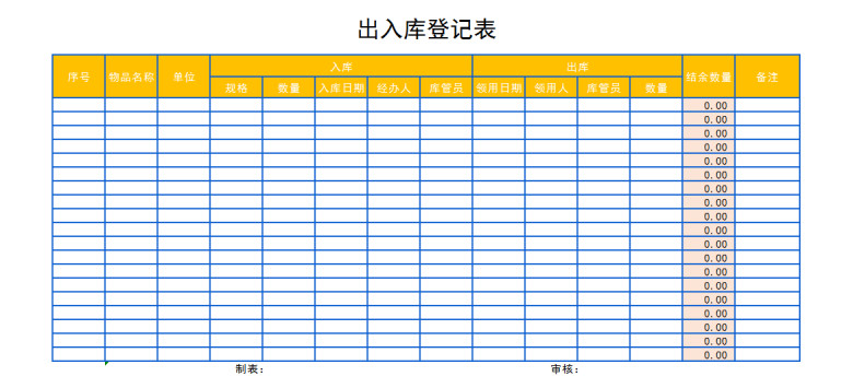 出入库登记表