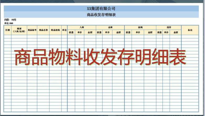 商品、物料收发存明细表