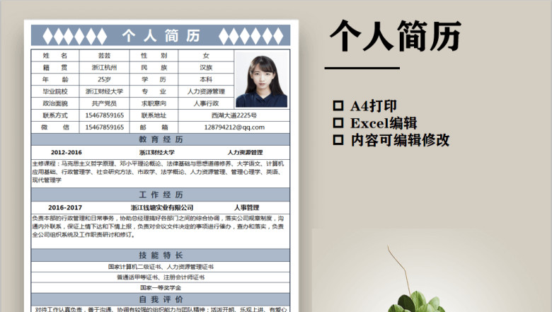 个人简历（简约）