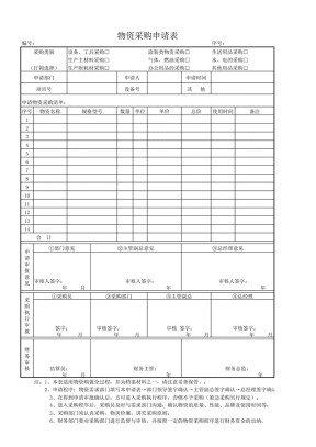 物资采购申请表