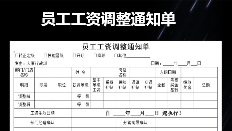 工资调整通知单