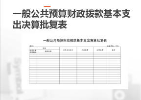 一般公共预算财产拨款基本支出决算批复表