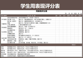 学生周表现评分表
