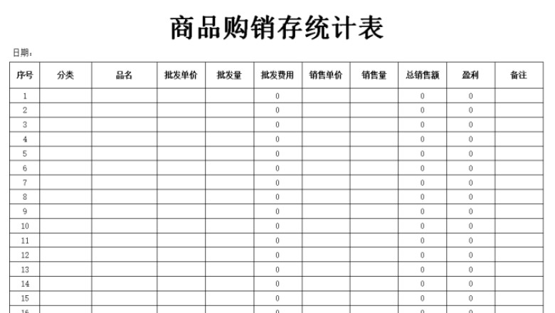 商品购销存统计表