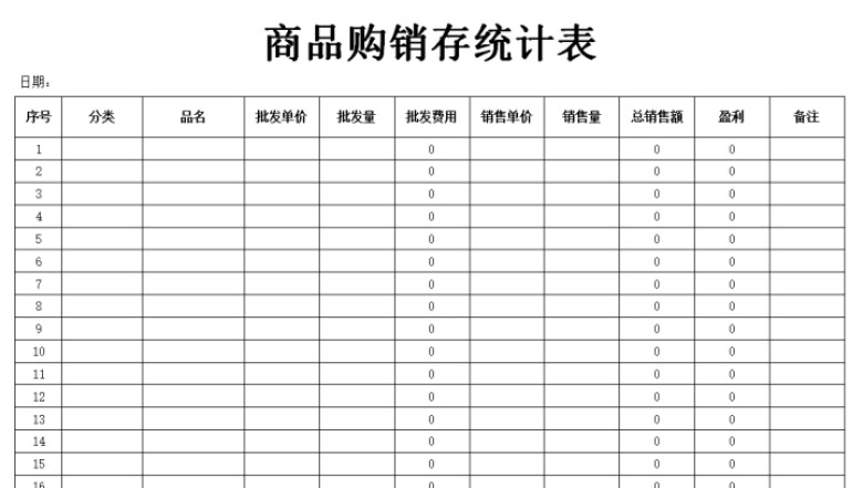 商品购销存统计表