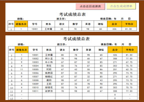 考试成绩总表-自动生成成绩单