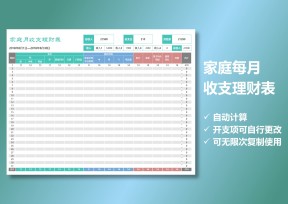 家庭月收支理财表