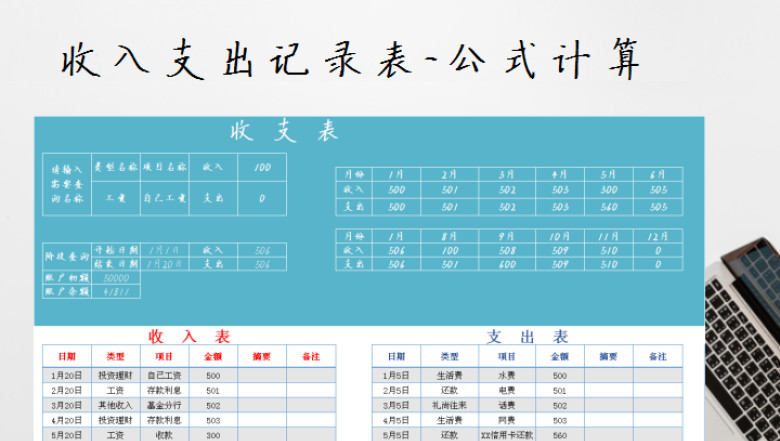 收支表-公式自动计算