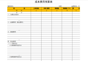 成本费用预算表