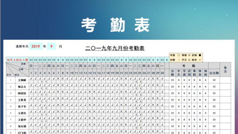 绩效考核考勤表