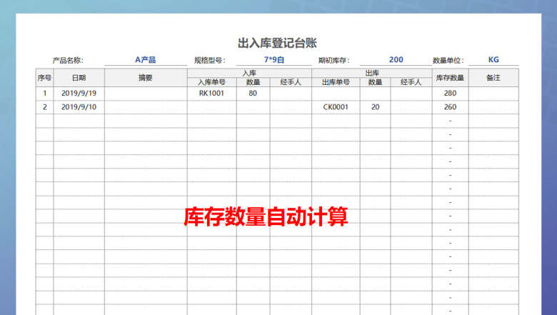 出入库明细表
