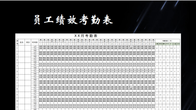 员工绩效考勤表