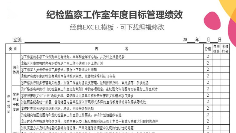 纪检监察工作室年度目标管理绩效