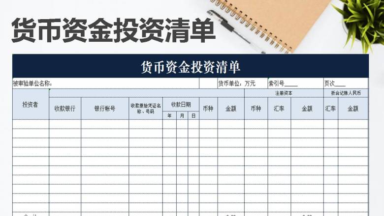 货币资金投资清单