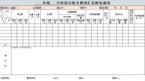 综合收支费用汇总财务报表
