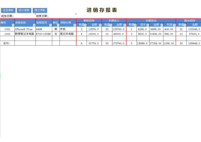 商品进销存统计管理系统