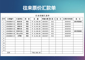 往来票据汇款单
