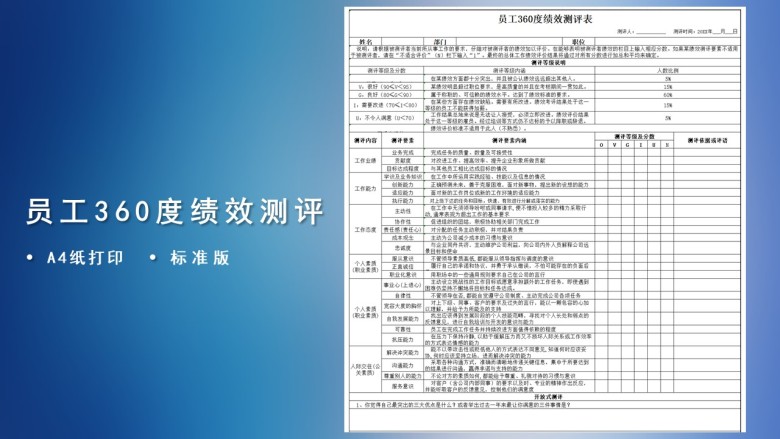 员工360度绩效考评表