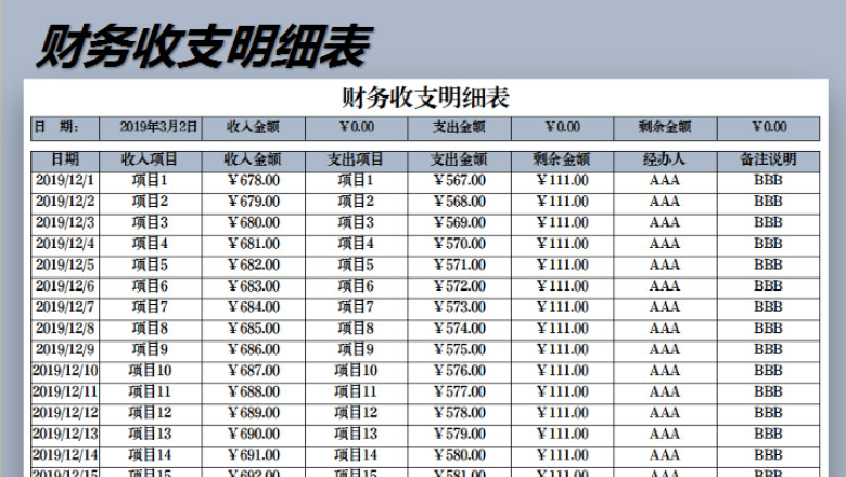 财务报表-现金日记账