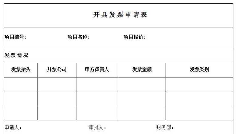 开具发票申请表