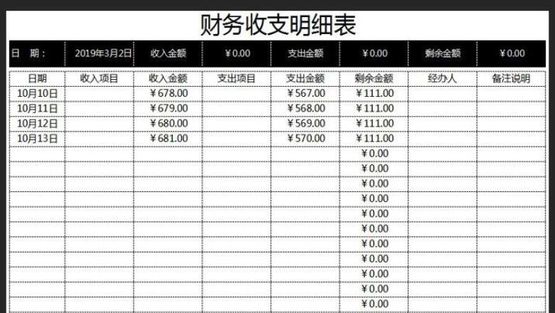 财务收支明细表