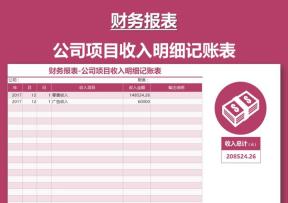 财务报表-公司项目收入明细记账表