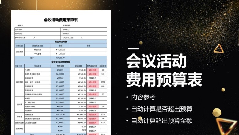 会议活动费用预算表