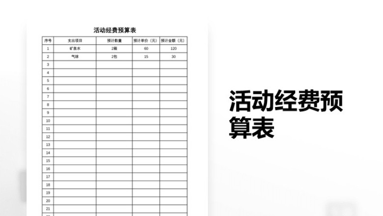 活动经费预算表