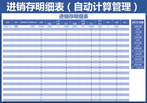进销存明细表（自动计算汇总）