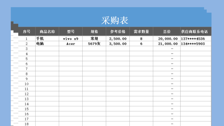 采购表