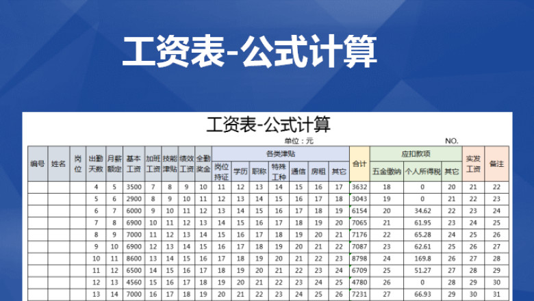 工资表-公式计算