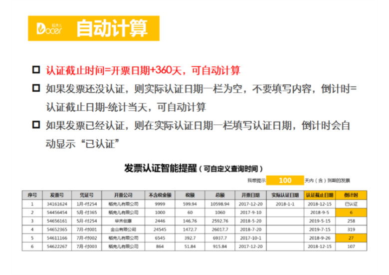 发票认证智能提醒（可自定义查询时间）