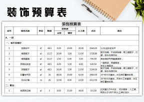 装修辅材预算表