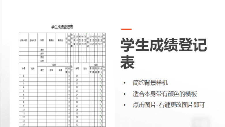 学生成绩登记表