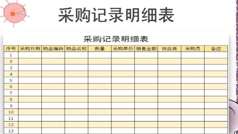 采购记录明细表