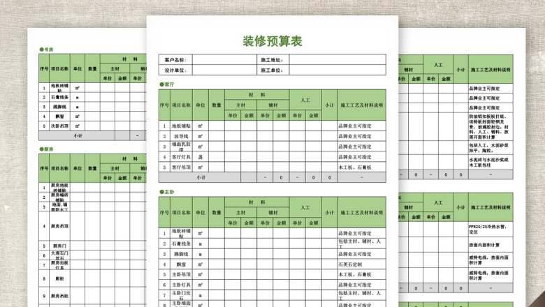 装修预算表