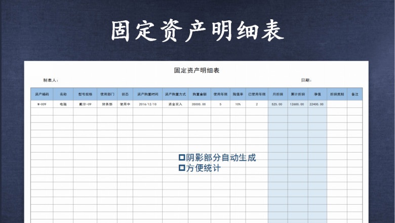 固定资产明细表