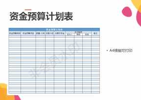 资金预算计划表