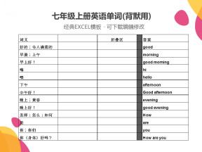 七年级上册英语单词(背默用)