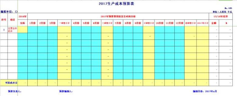 预算报表格式模板（带公式）